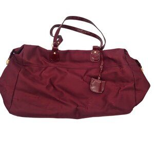 Estée Lauder Maroon Red Travel/Weekend Bag With Patent Straps & Gold Zippers